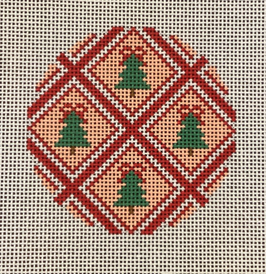 Tree Trellis Merry Christmas Round by Goodpoint Needlepoint