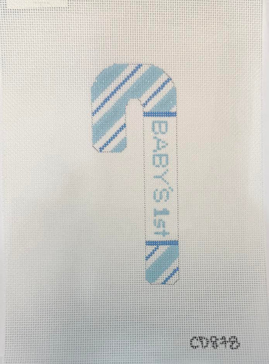 Baby's First Christmas Candy Cane in Blue by The Needle Works