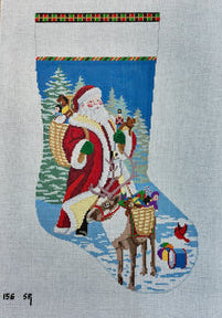Santa w/Reindeer Stocking by Susan Roberts