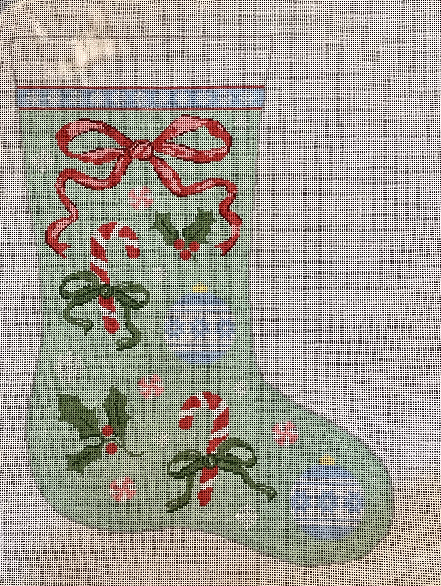 Bows & Candy Cane Stocking by Stitch Style
