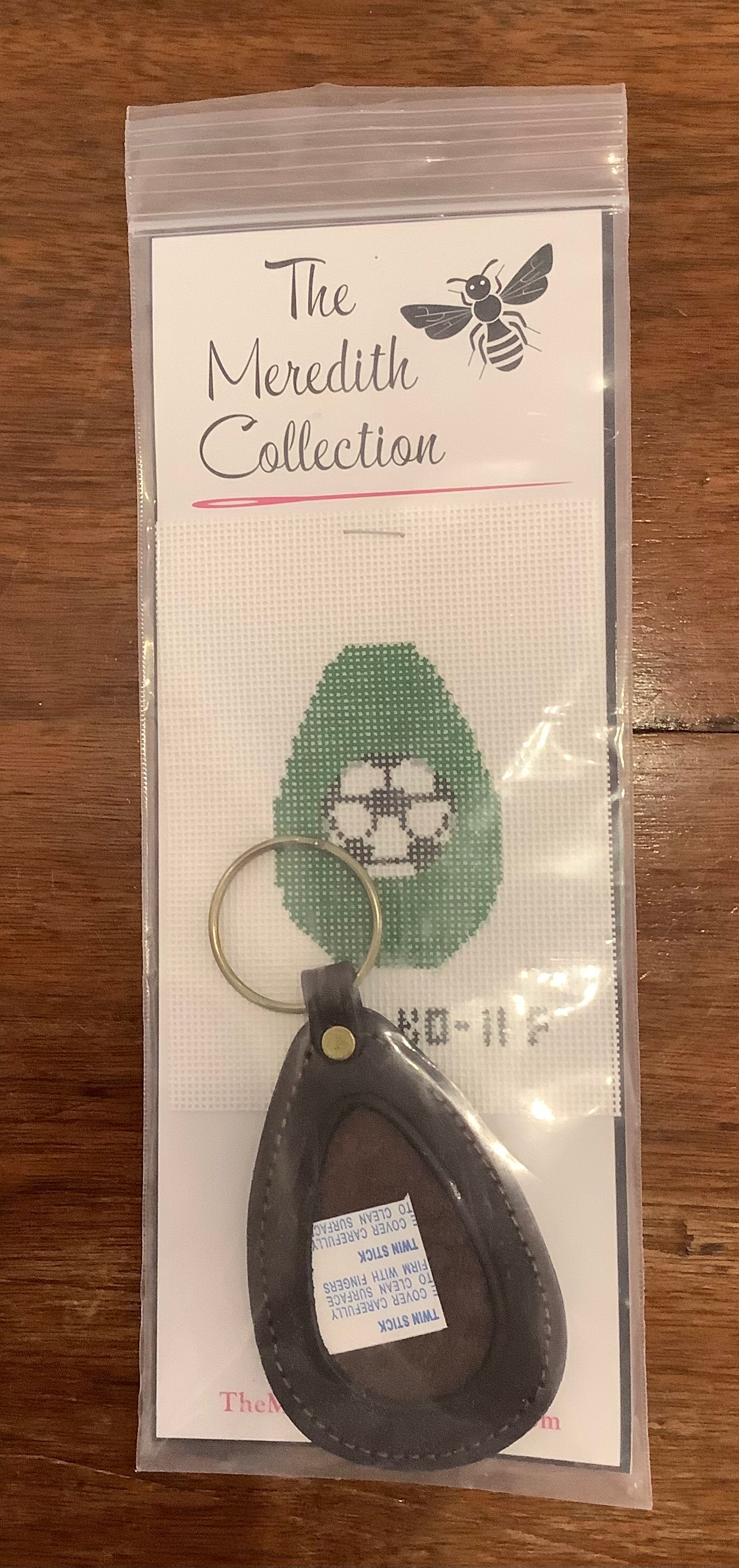 Soccer Ball canvas with Self Finish Leather Key Fob by The Meredith Collection