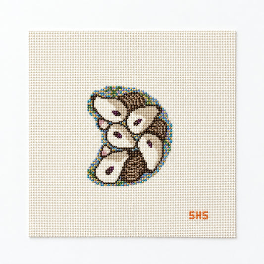Curved Blue Oyster Plate by Stitching with Stacey