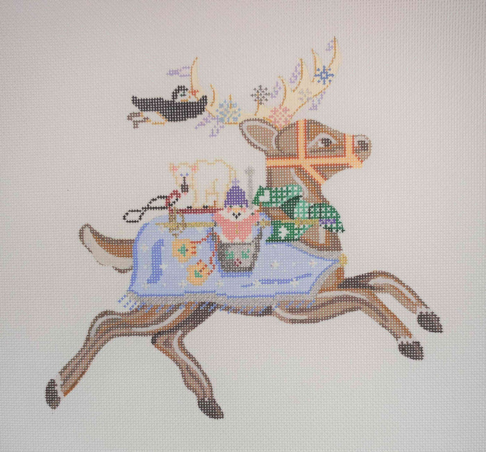 Blitzen with Snowflakes by Debbie Woodward w/free Stitch Guide