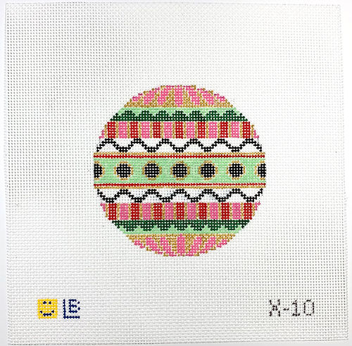 Black Circles on Green Stripe, 13m by Lauren Bloch