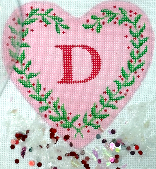 Vine with Blank Center- Heart Shaped Snow Globe Ornament by Kate Dickerson