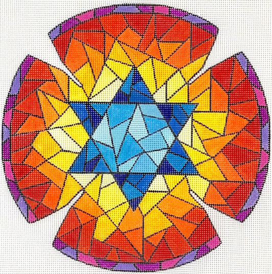 KIP-10 Stained Glass w/Star of David Kippah