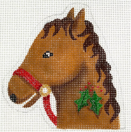 XM-194 Ornament - Horse w/Holly Candy Cane Holder