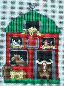 Red Barn with Animals by Patti Mann