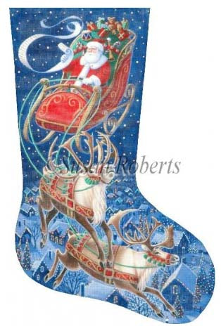 Santa flying through the Star