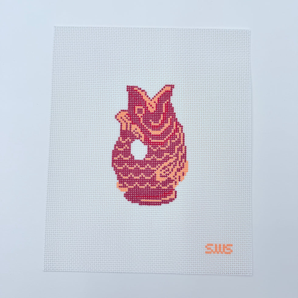 Pink Fish Pitcher by Stitching with Stacey