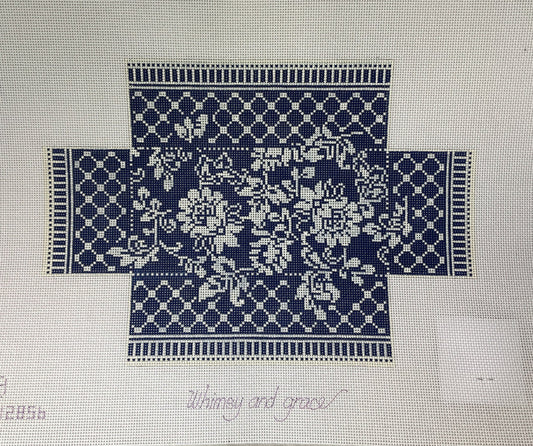 W- 13 Count Navy Damask Brick
