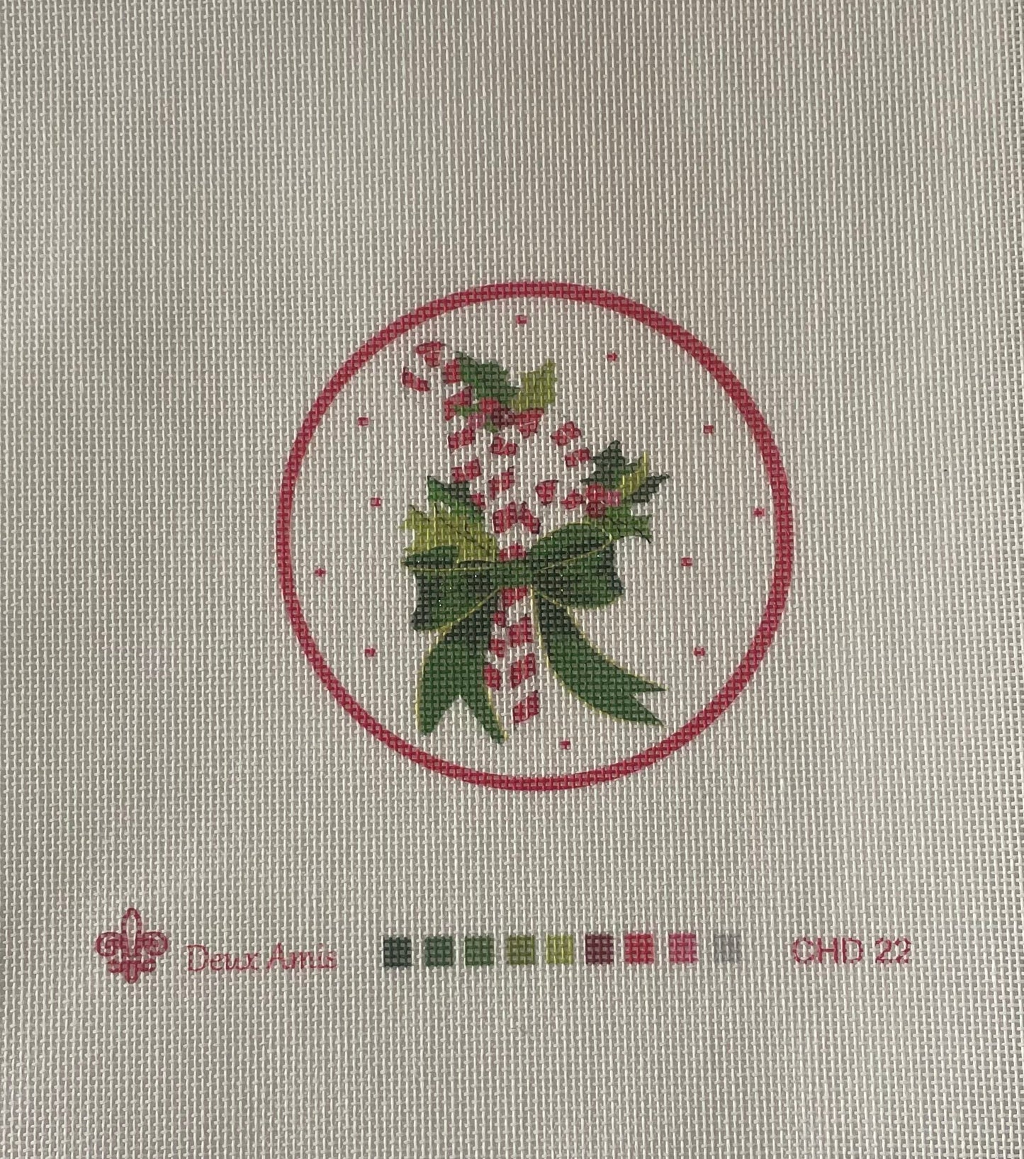 Candy Canes Ornament by Deux Amis Needlepoint