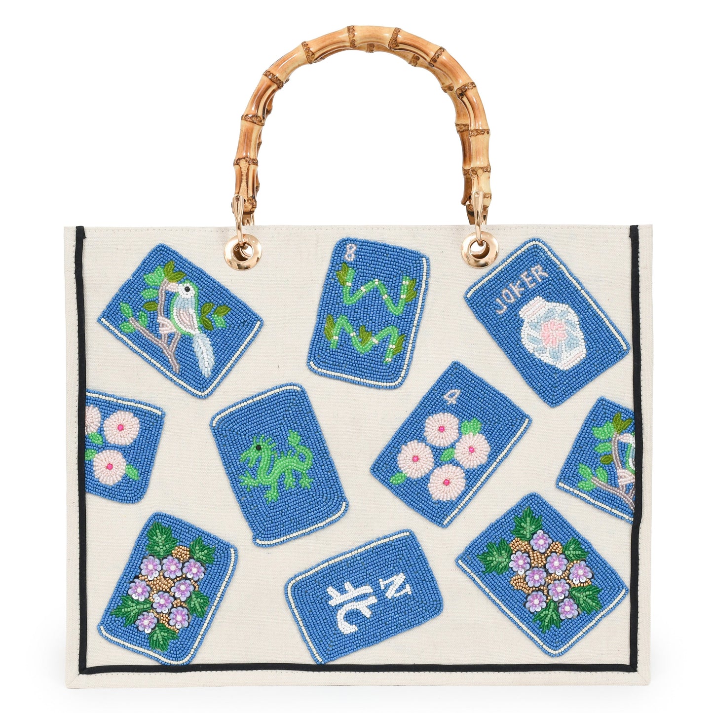 Mahjong Madeline Tote with Bamboo Handles by Classic Prep