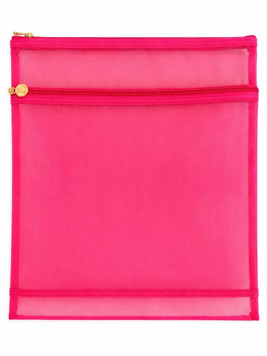 Bright Pink Double Zip Project Bag