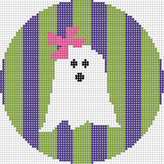 Halloween round Ghost with Pink Bow by The Collection Designs