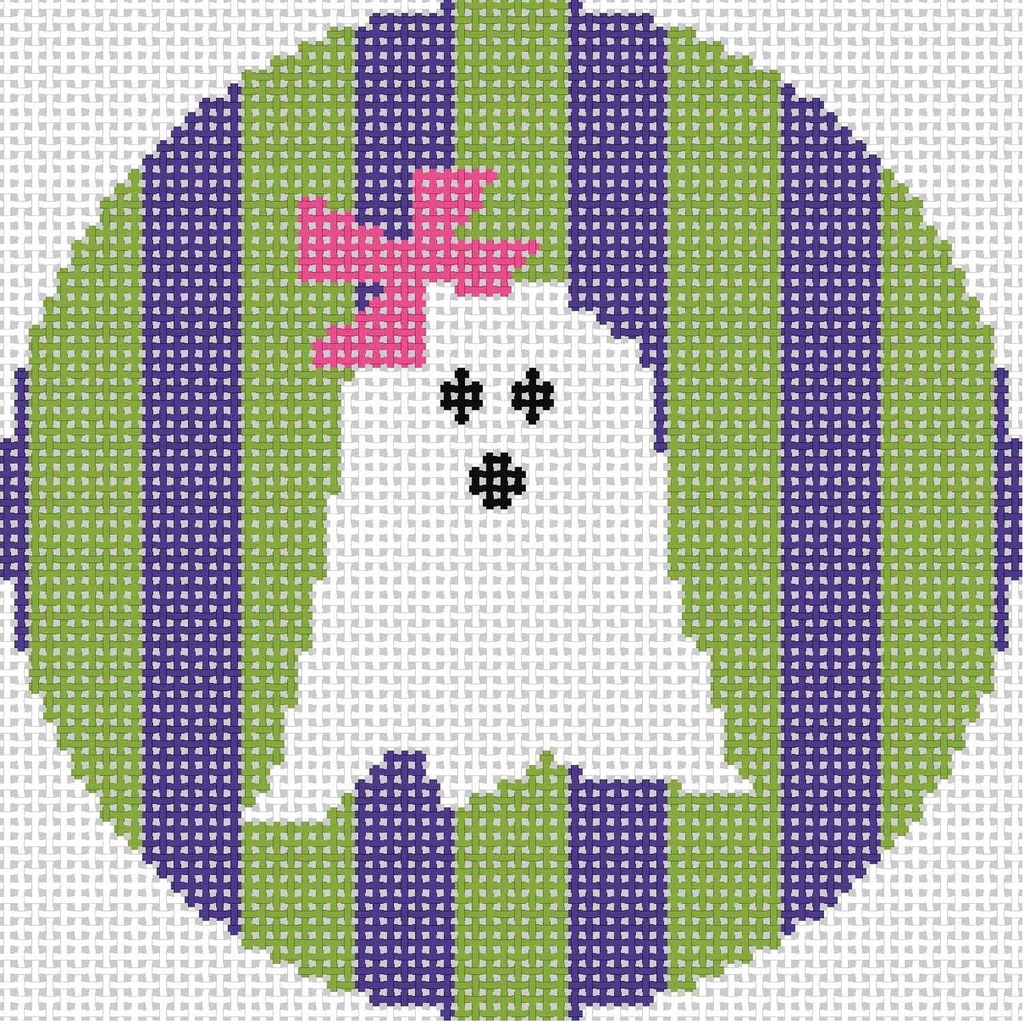 Halloween round Ghost with Pink Bow by The Collection Designs