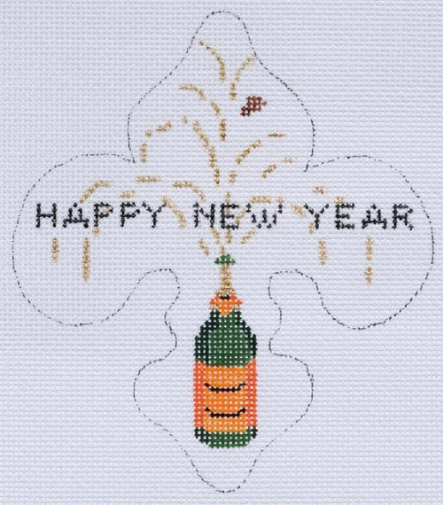 "Happy New Year" Fleur-De-Lis with Champagne by Kate Dickerson