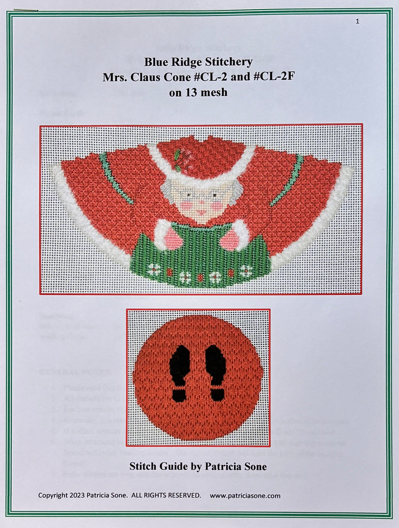 CL2-SG Mrs Claus 3D cone w/feet