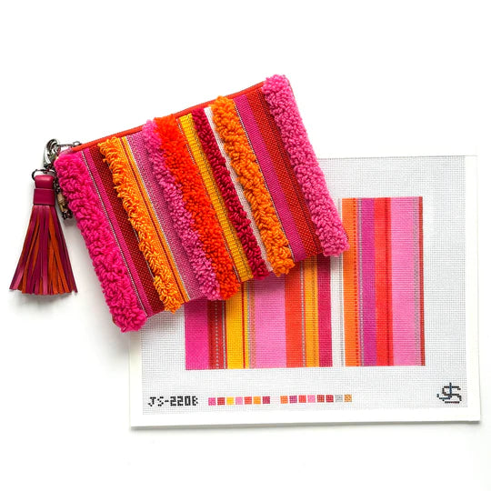 Tufted Stripe Clutch - Pink & Orange by Jenni Sandberg