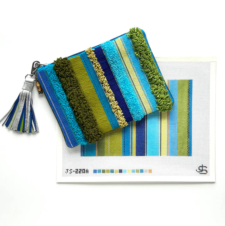 Tufted Stripe Clutch - Blues & Greens by Jenni Sandberg