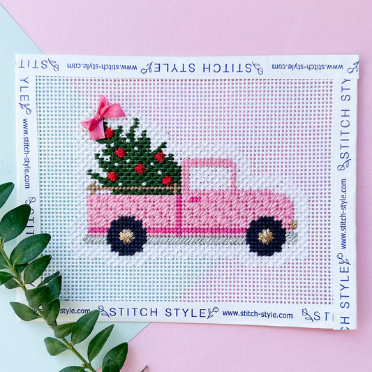 Pink Christmas Truck by Stitch Style
