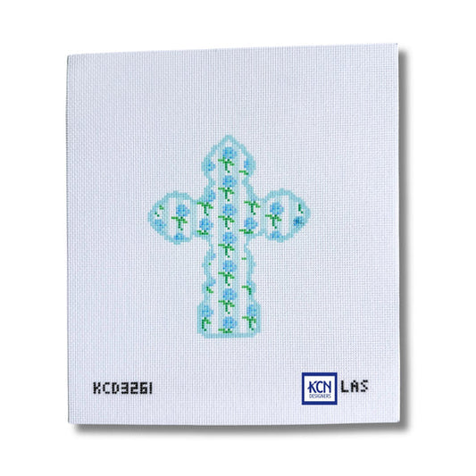Blue Hydrangea Stripe Cross by KCN Designers KCD3261