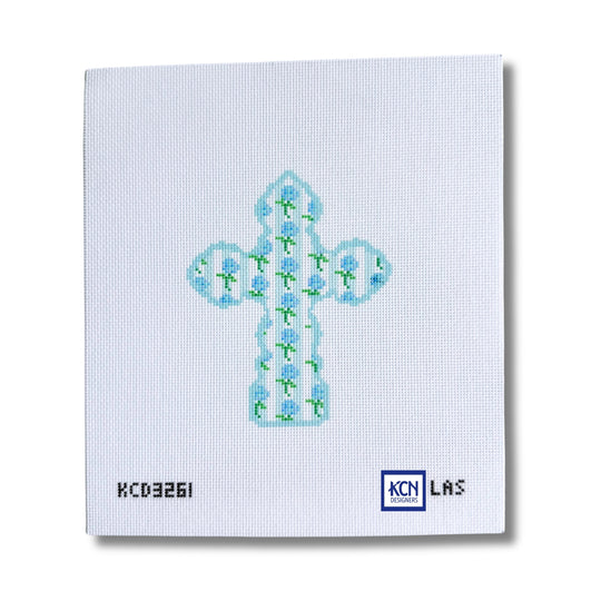 Blue Hydrangea Stripe Cross by KCN Designers KCD3261