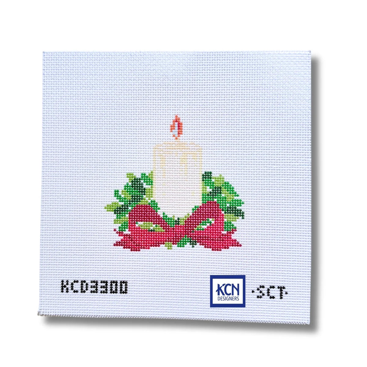 Red Ribbon Bobeche Needlepoint Canvas