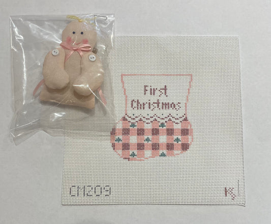 Gingham Bootie with Girl by Kathy Schenkel