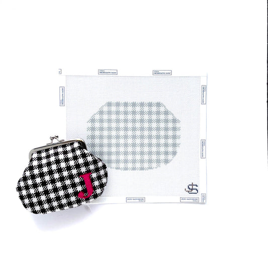 Gingham Kiss Lock Bag (Grayscale) - by Jeni Sandberg JS-319A