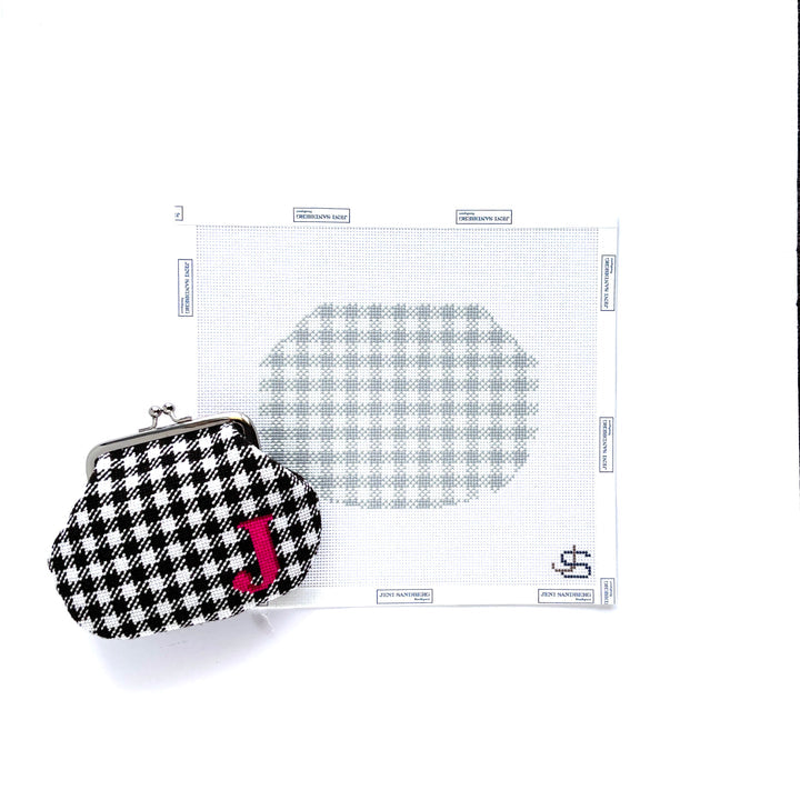 Gingham Kiss Lock Bag (Grayscale) - by Jeni Sandberg JS-319A