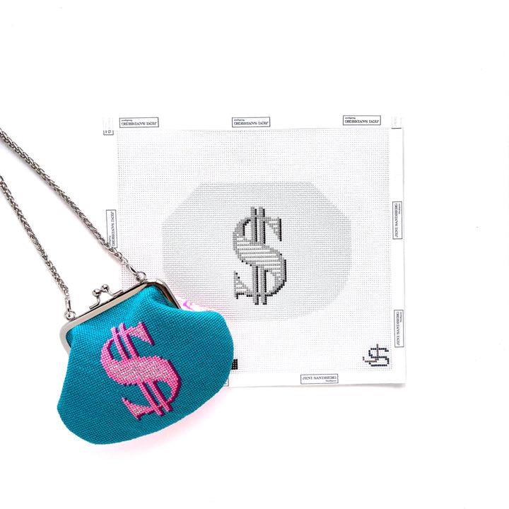 Dollar Sign Kiss Lock Bag (Grayscale) - by Jeni Sandberg JS-318A