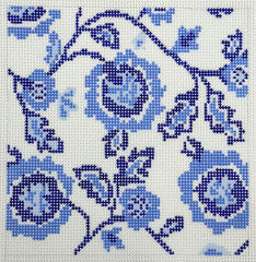 Blue & White Floral by Susan Battle Needlepoint