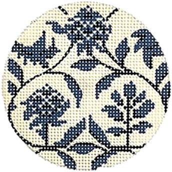 Blue Toile Round by Kelly Clark