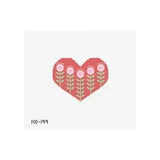 Block Print Red Heart with Flowers Needlepoint Canvas