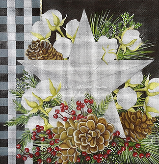 NT-PL01 Pillow: Gingham Bolls Star