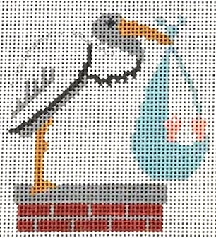 Stork with Baby by Chimney