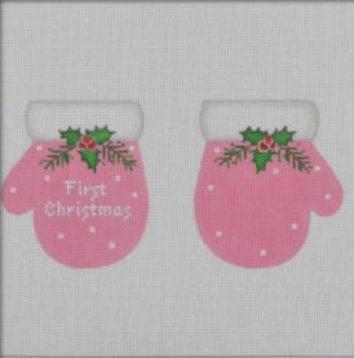 First Christmas Mitten Pink by Pepperberry Designs