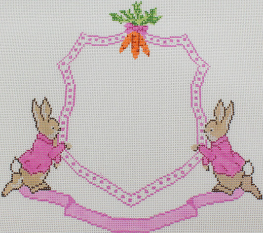 Peter Rabbit Crest in Pink by Elm Tree Needlepoint