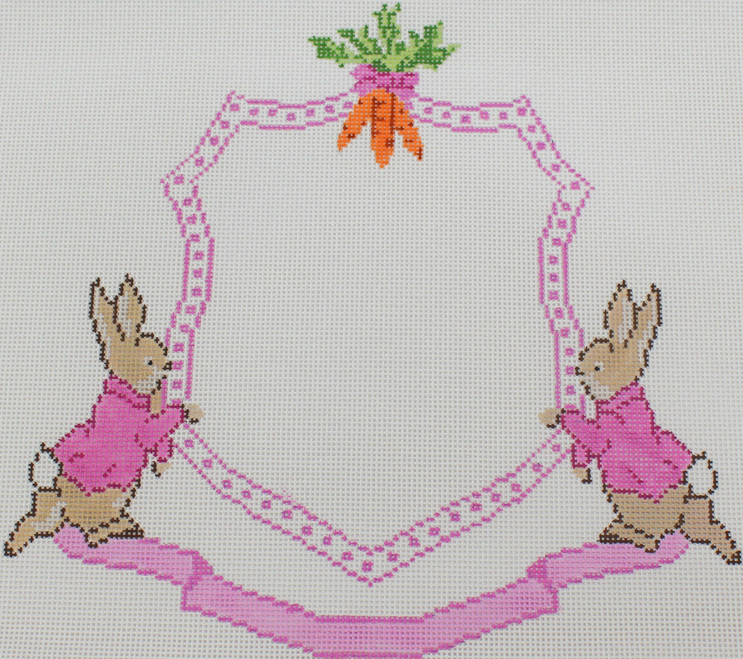 Peter Rabbit Crest in Pink by Elm Tree Needlepoint