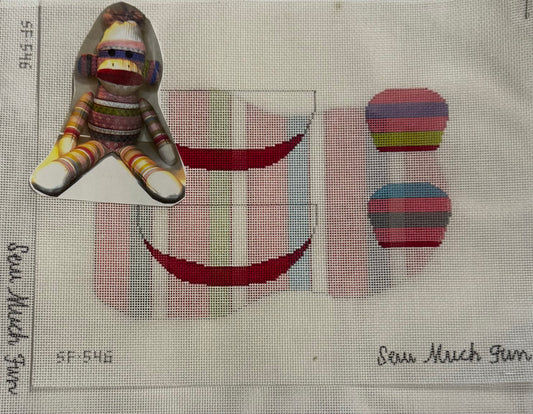 Pink Striped 3D Monkey by Sew Much Fun