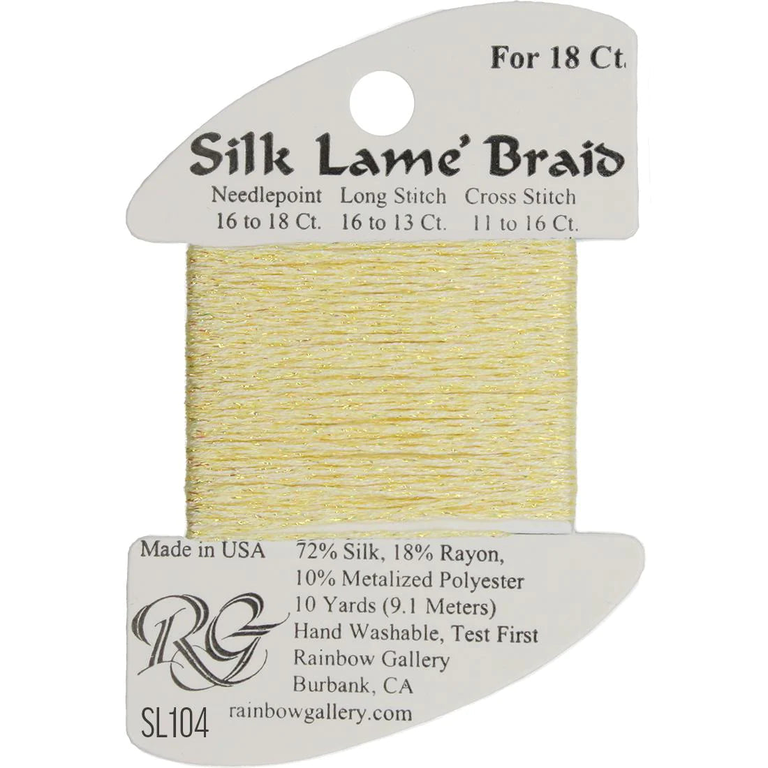 SL104 Soft Yellow | Silk Lame' Braid