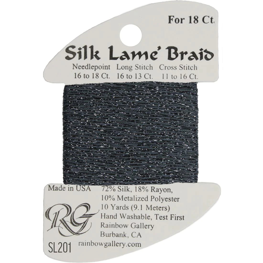 Silk Lame' Braid - Gun Metal SL201