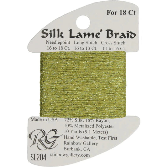 SL204 Green Olive | Silk Lame' Braid