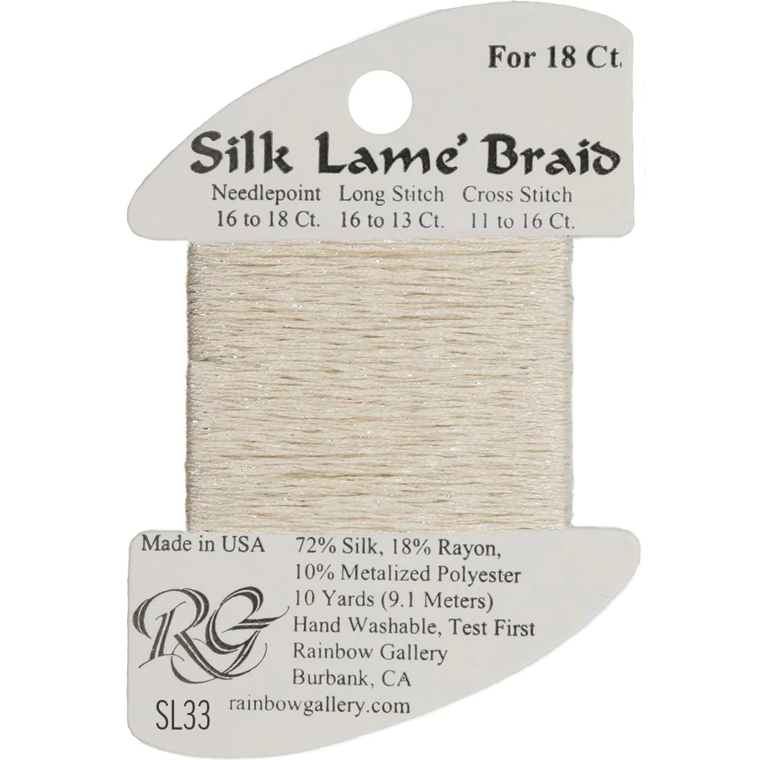 SL33 Eggshell | Silk Lame' Braid