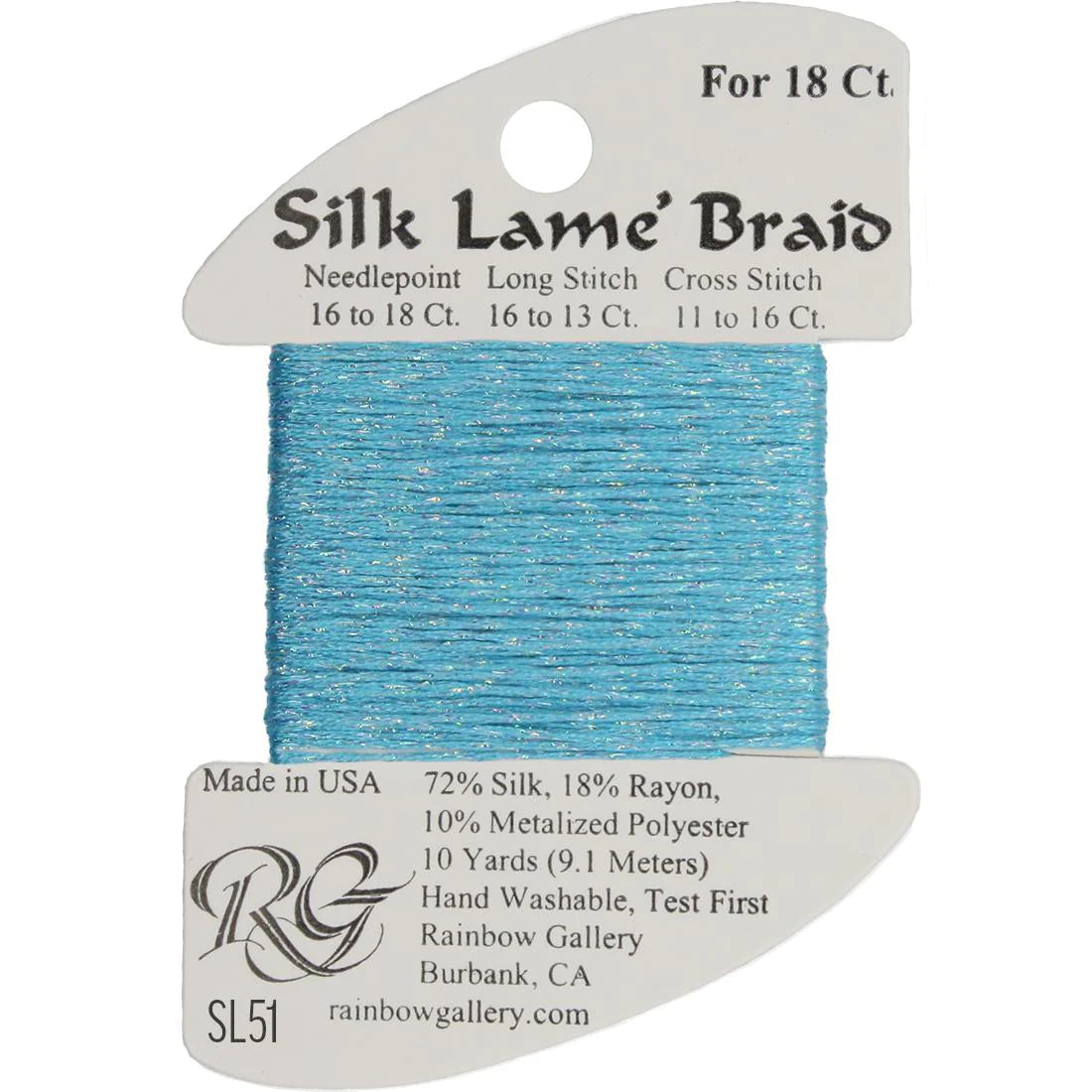 SL51 Turquoise | Silk Lame' Braid