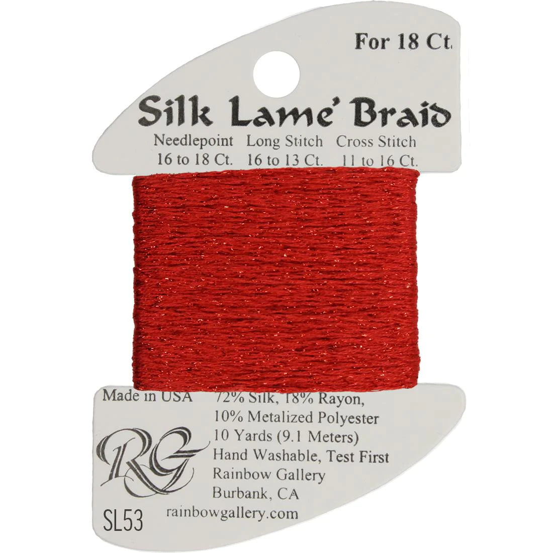 SL53 - Crimson - Silk Lame' Braid