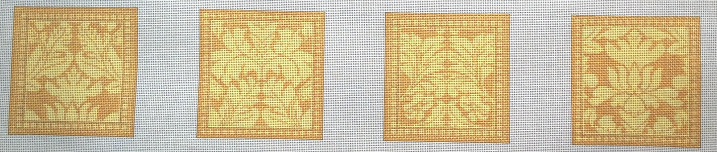 Royal Damask Coasters- Sun Flower