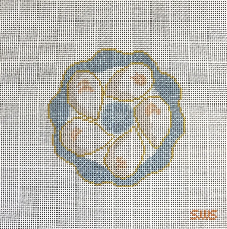 Curved Blue Oyster Plate by Stitching with Stacey