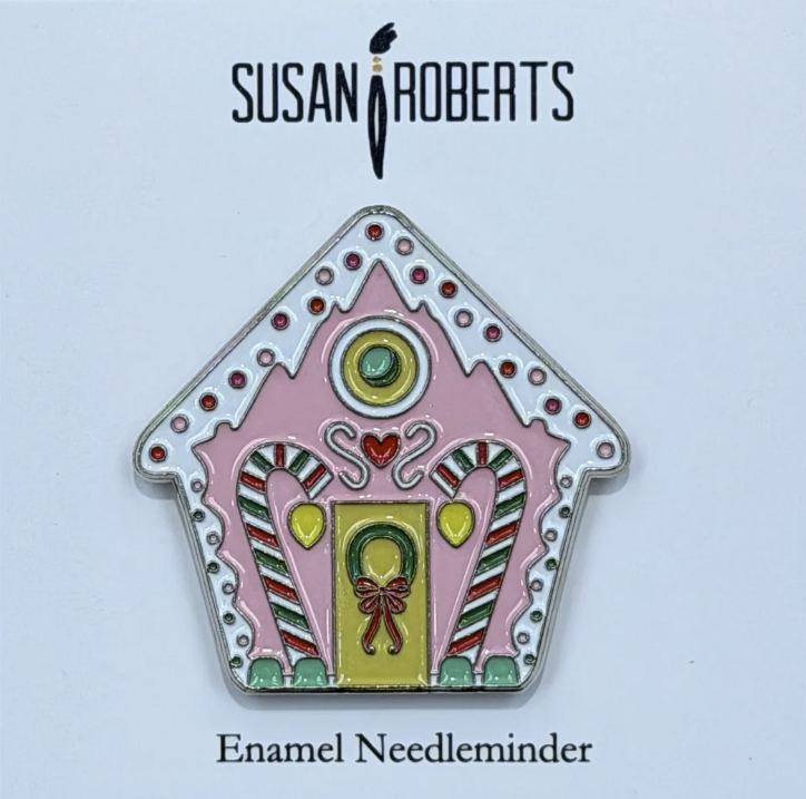 Pink Gingerbread House Needleminder by Susan Roberts